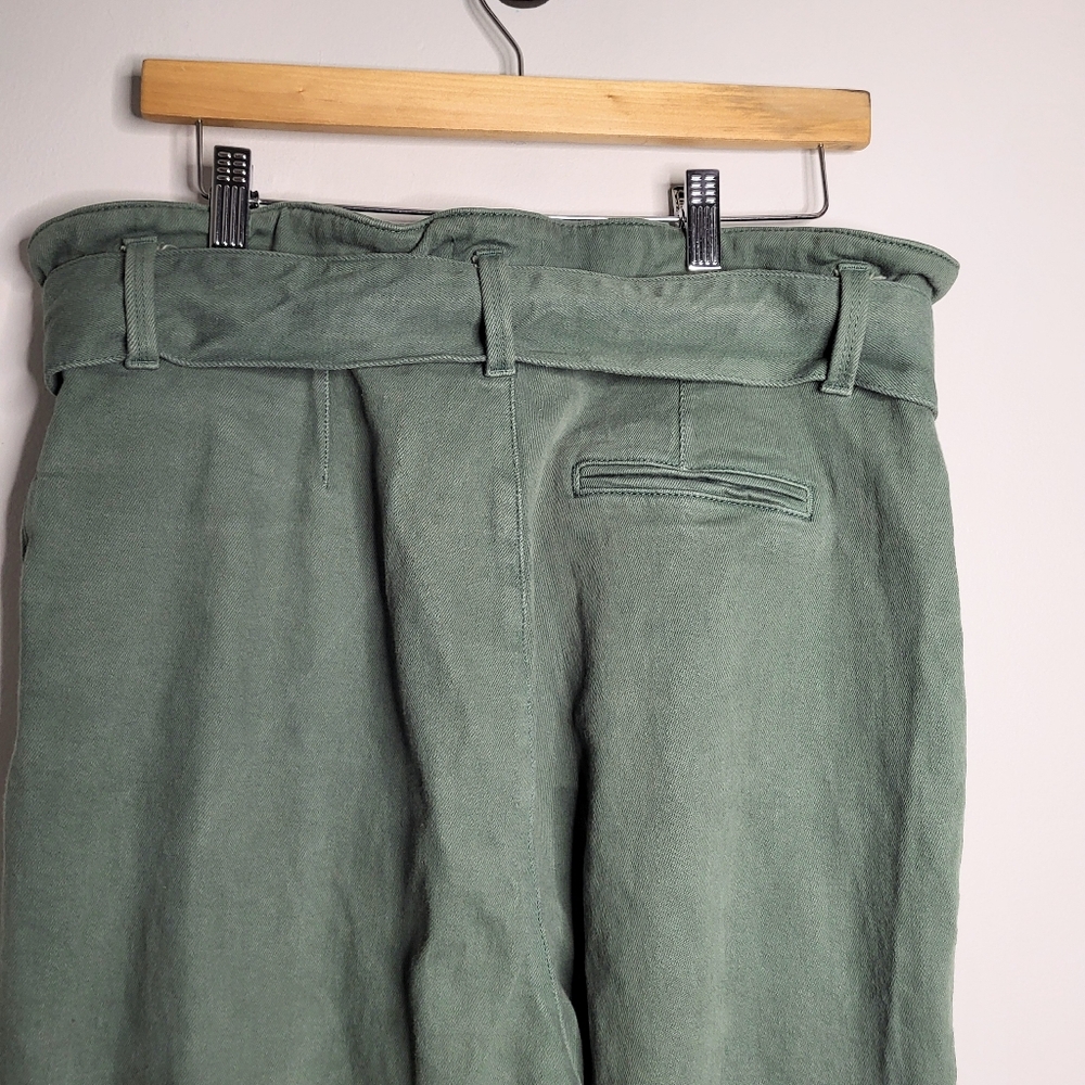 Sézane Paris Austin Cargo Green Paperbag Cut High Waisted Pant EU 44 / US 12 - Picture 13 of 16